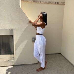 ALC Pleated Trouser Pants Linen Blend White Western Sz 2